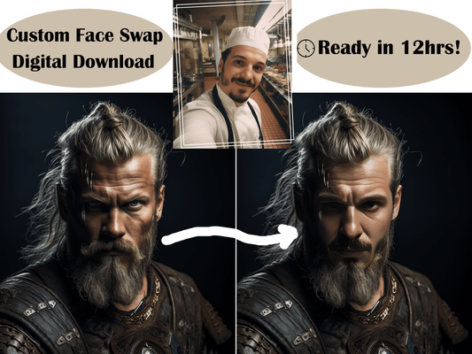 Custom Face Swap Portrait Digital Print | Movie Art Historical Superhero Character Face Swap | Digital File Download