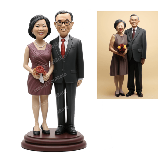 Custom Couple Bobblehead for Anniversary | Personalised Bobblehead for Couple | Birthday Cake Topper | Couple Statue | Anniversary Gift