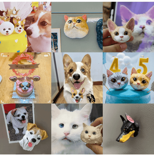 Custom Pet Refrigerator Magnets | Dog Refrigerator Magnet | Cat Refrigerator Magnet | Pet Birthday Cake Topper | Custom Pet Head for Car Vent | Gift for Pet