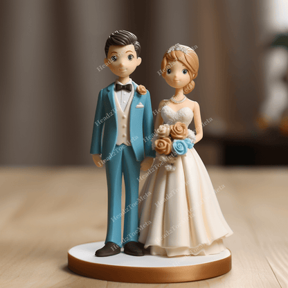 Custom Wedding Cake Topper | Personalised Bobblehead for Couple | Wedding Bobblehead | Couple Statue | Wedding Gift | Bride Groom Bobble