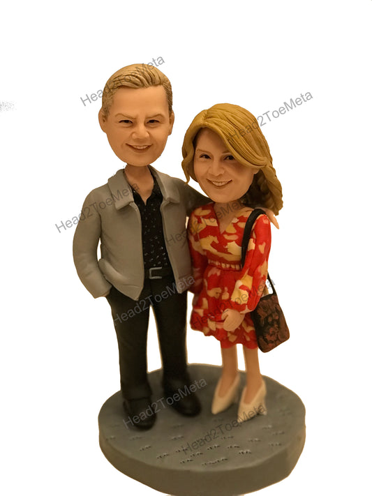 Custom Couple Bobblehead for Anniversary | Personalised Bobblehead for Couple | Birthday Cake Topper | Couple Statue | Anniversary Gift