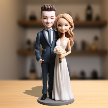 Custom Wedding Bobblehead | Personalised Bobblehead for Couple | Wedding Cake Topper | Couple Statue | Wedding Gift | Bride Groom Bobble